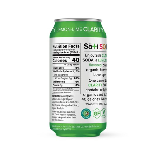 Sati Soda - Clarity Lemon Lime - Nutrition Facts