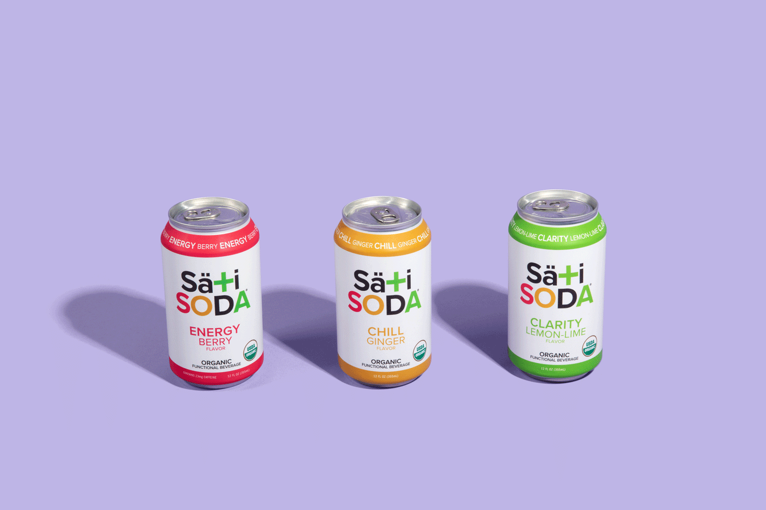 Sati Soda Original Collection - can on green grass background