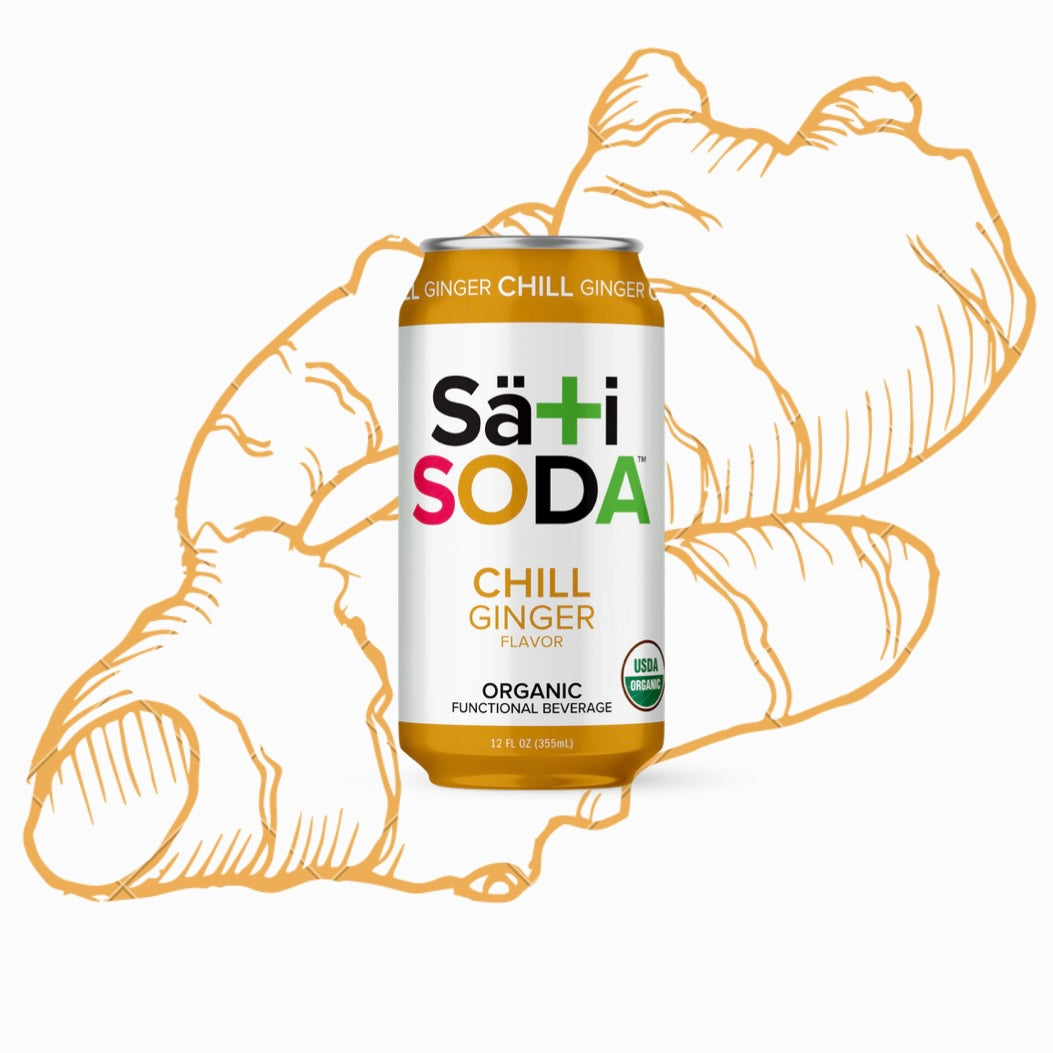 S¤+1 SODA Chill Ginger flavor can with ginger illustration on a white background