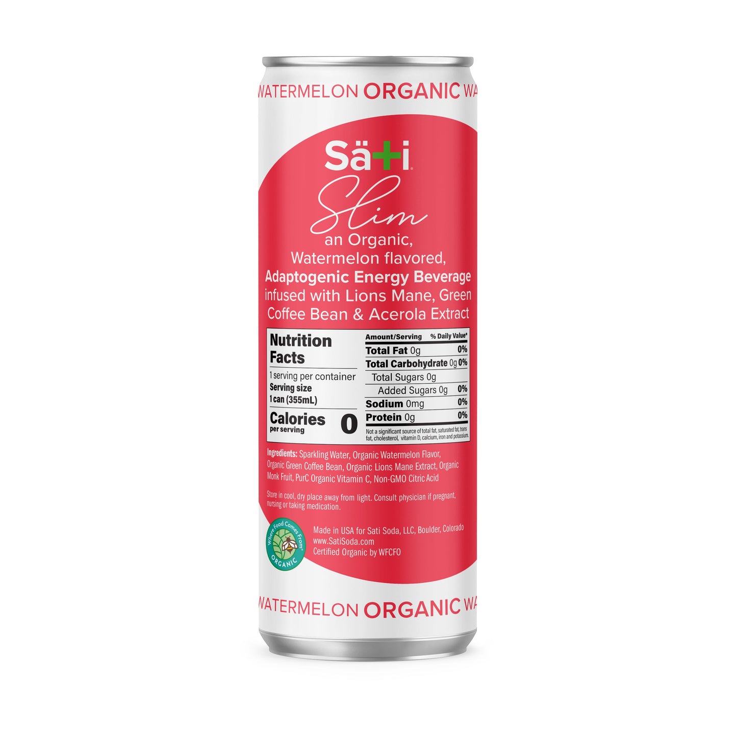 Sati Slim Energy Watermelon Nutrition Facts on white background
