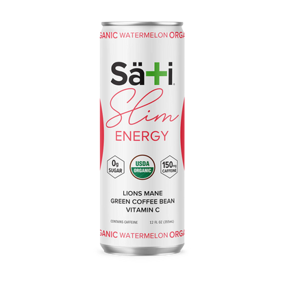 Sati Slim Energy drink can on a white background
