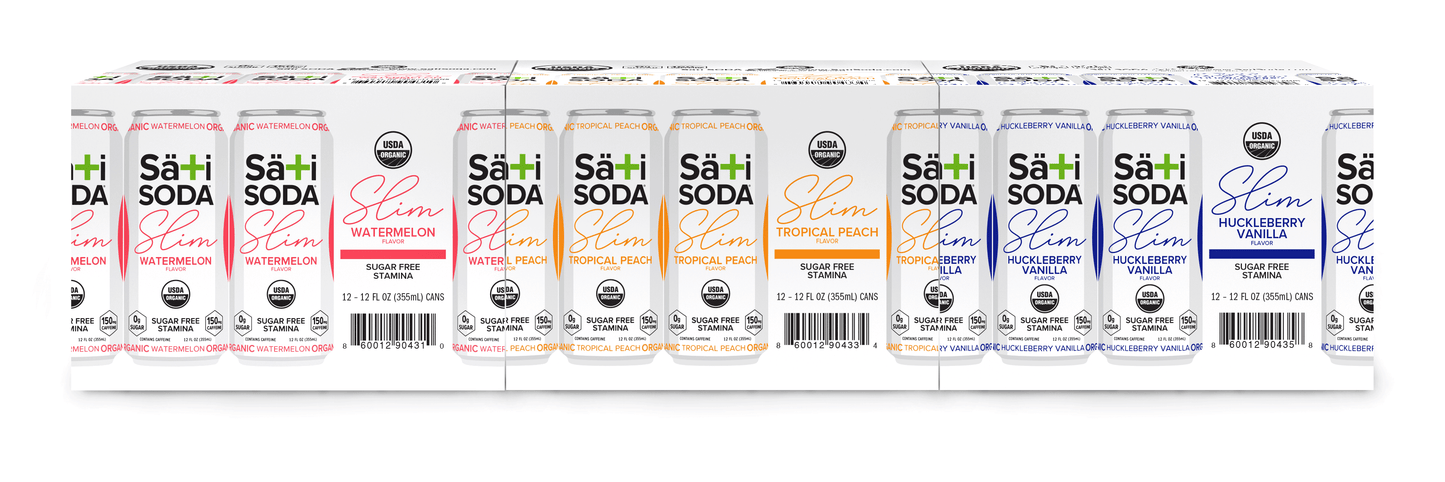 Sati Slim Variety | 12 Pack (Watermelon, Huckleberry Vanilla, Tropical Peach)