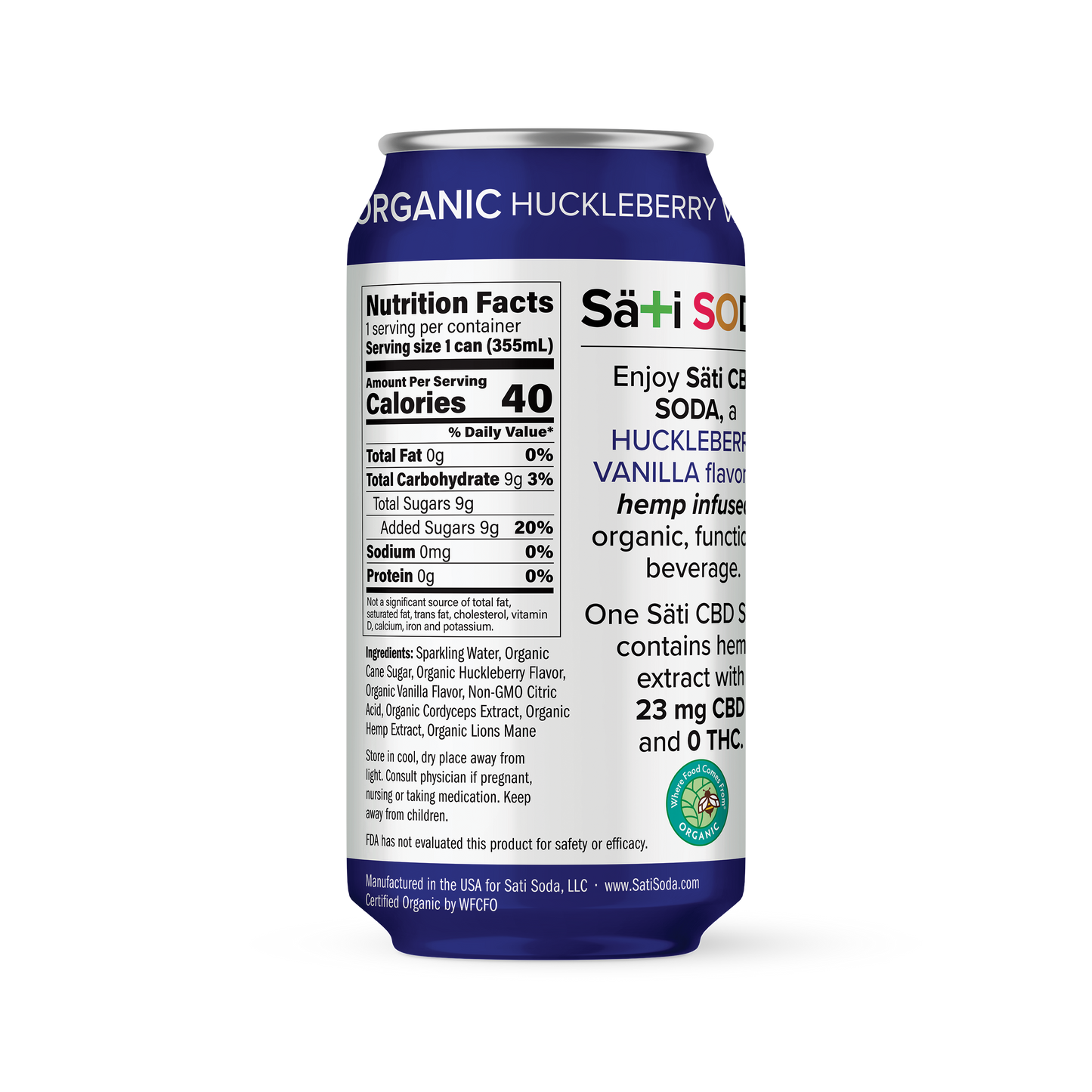 Sati Soda Nutrition Label - Huckleberry