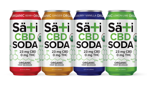 Organic CBD Soda Variety (Huckleberry Vanilla, Lemon-Lime, Ginger, Berry)