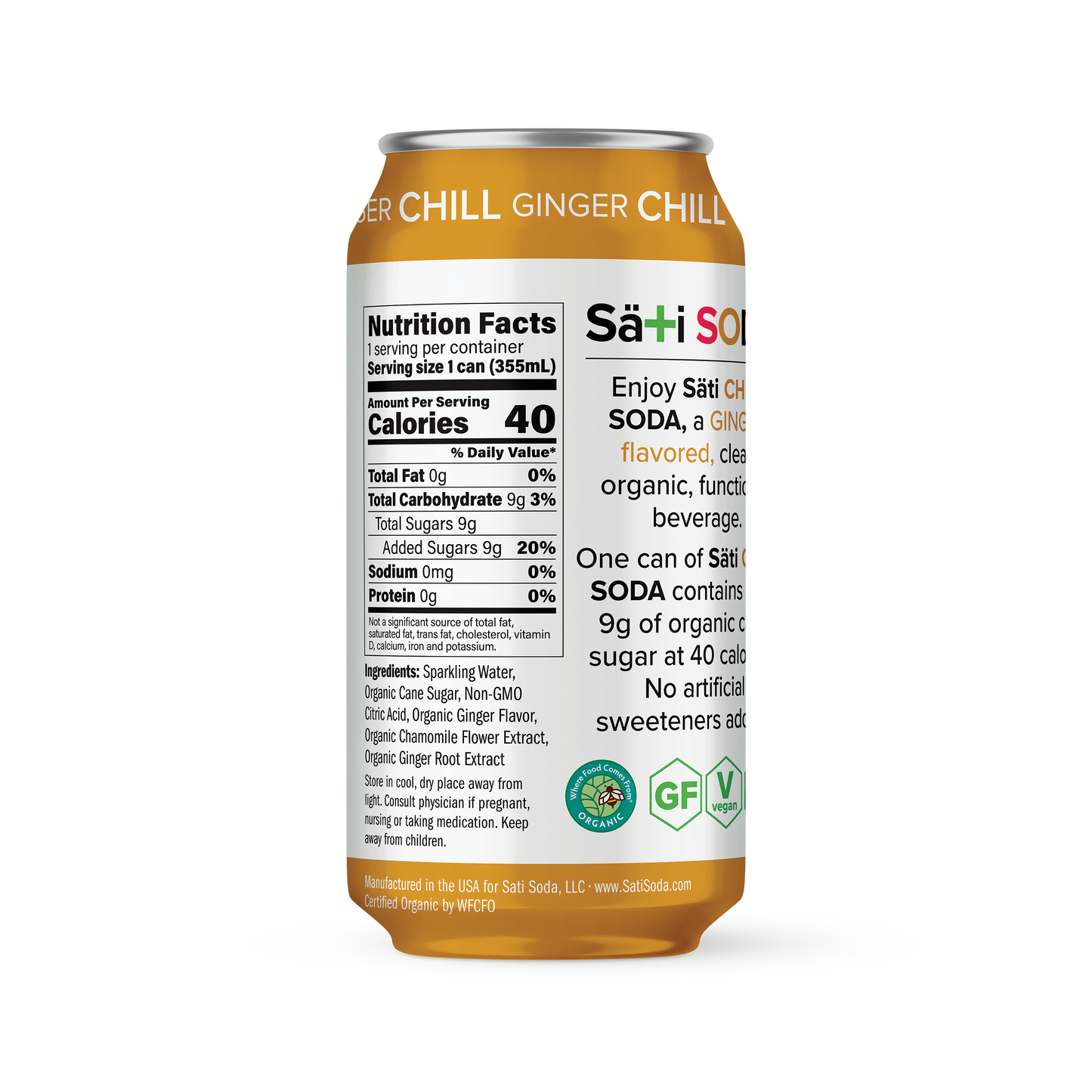 Sati Soda - Ginger Chill - Nutrition Facts