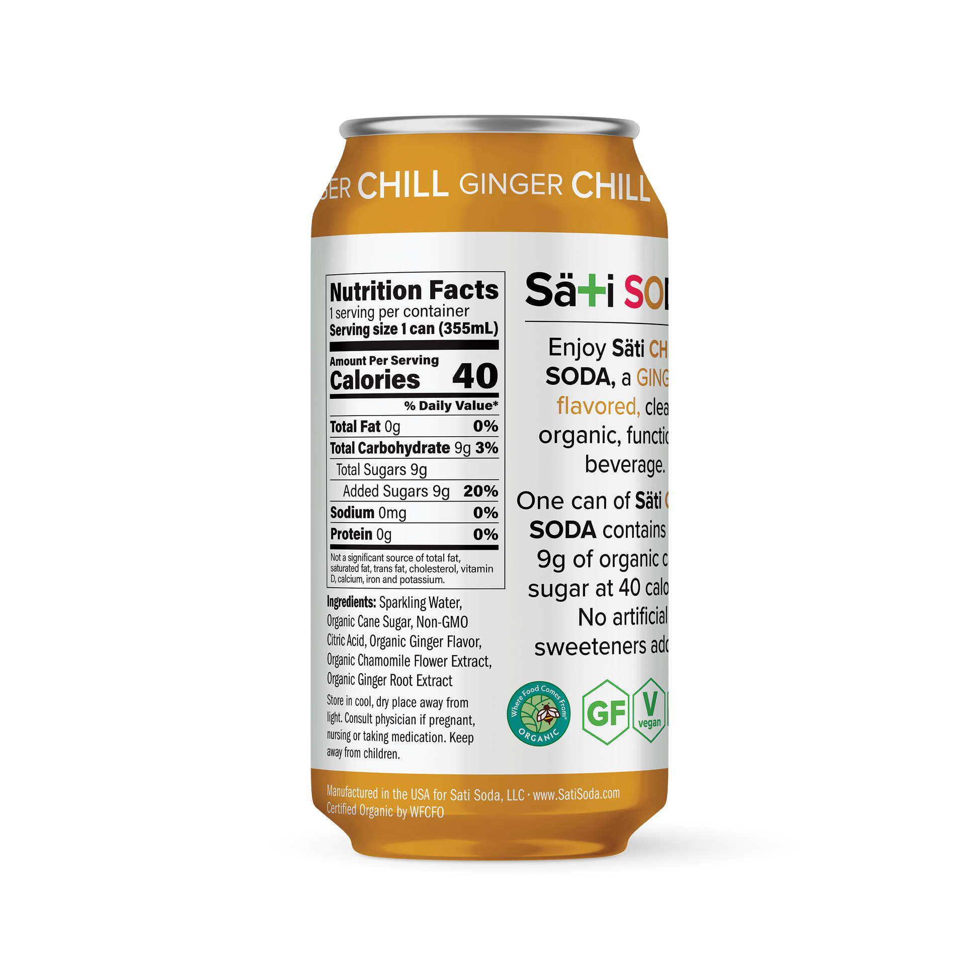 Sati Soda - Ginger Chill - Nutrition Facts