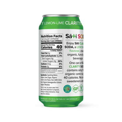 Sati Soda - Clarity Lemon Lime - Nutrition Facts