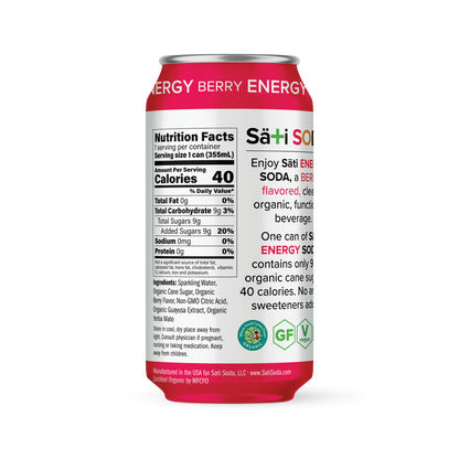 Sati Soda - Energy Berry - Nutrition Facts