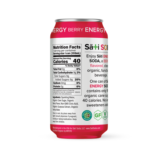 Sati Soda - Energy Berry - Nutrition Facts