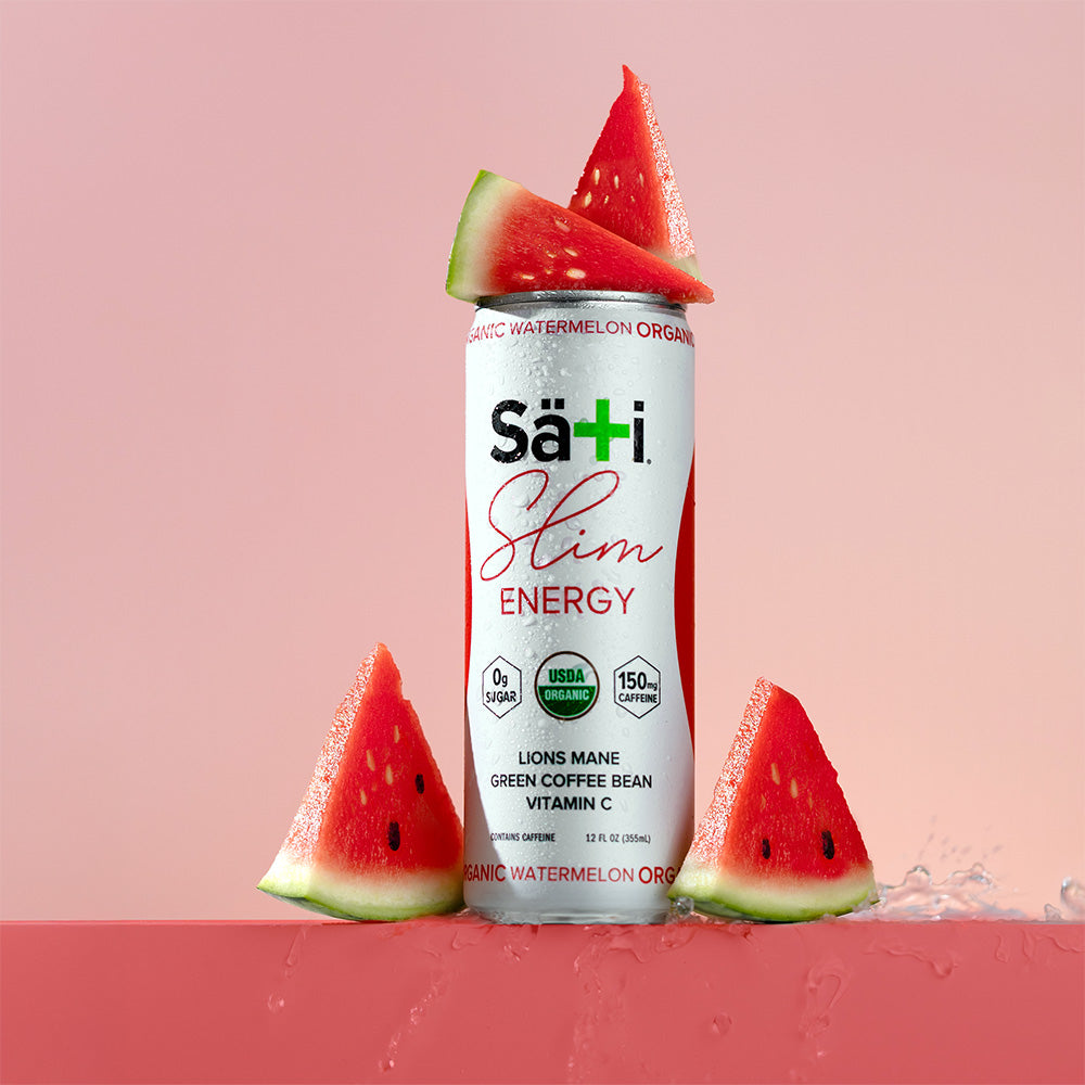 sati energy watermelon on pink background