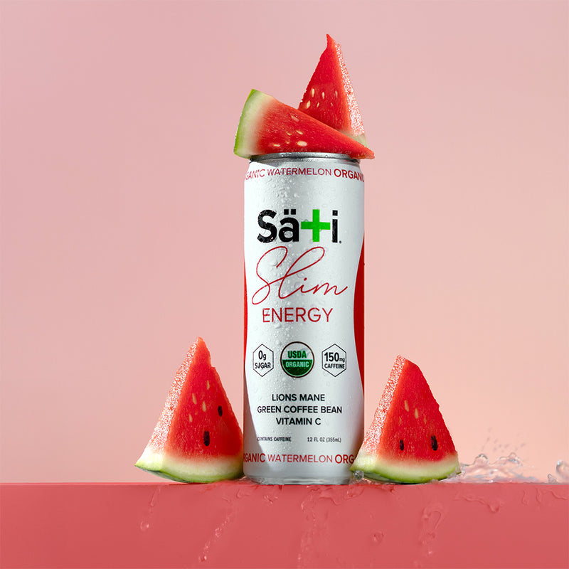 sati energy watermelon on pink background